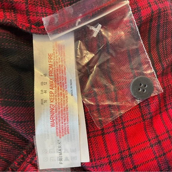 PRIMARK NWT TIERED 90s GRUNGE VIBES PLAID FLANNEL DRESS RED - 12 - Picture 10 of 11